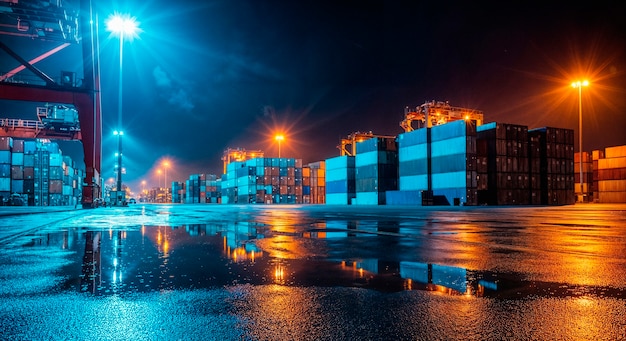 深夜机场的货机正在装运