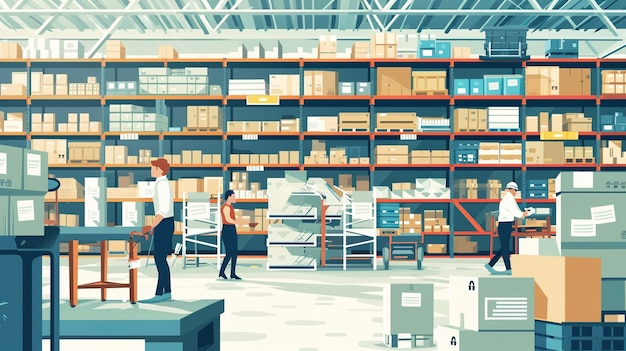 物流分拣中心繁忙的流水线